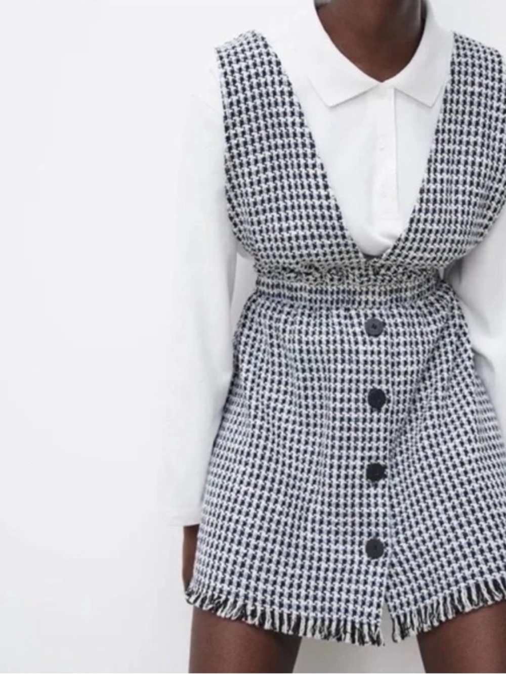 Zara Houndstooth Pinafore